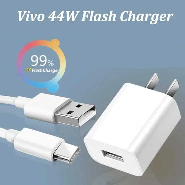 VIVO 44W 2.0 Flash Charge Fast Charger Type C Data Cable & Adapter