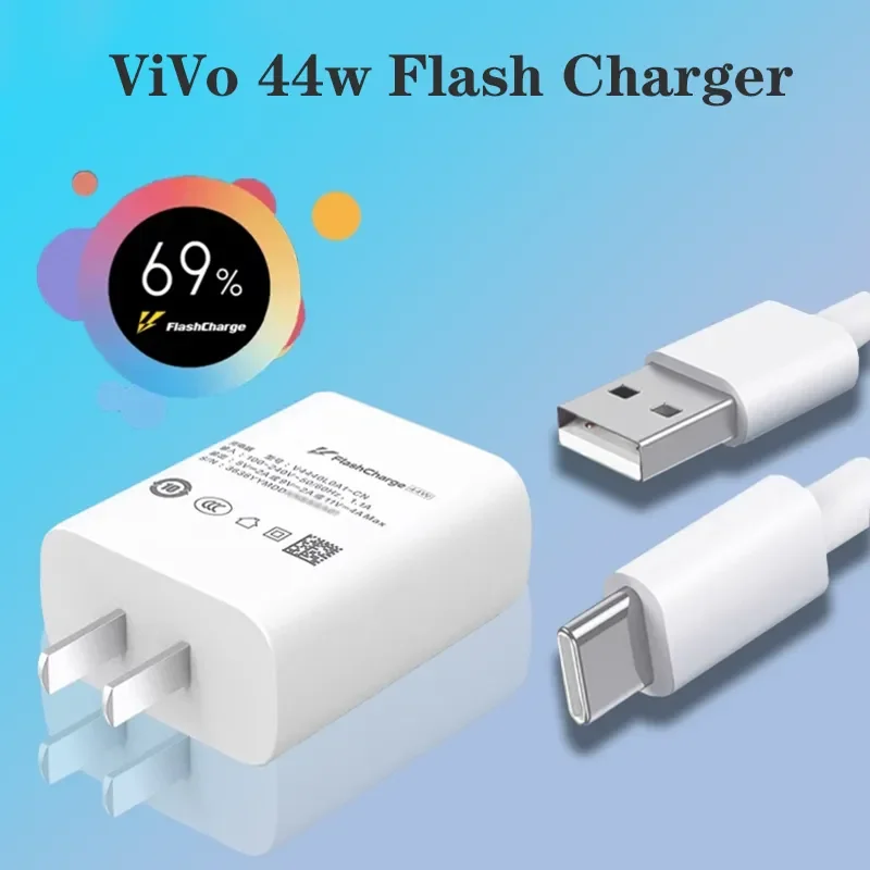 VIVO 44W 2.0 Flash Charge Fast Charger Type C Data Cable & Adapter - Image 3